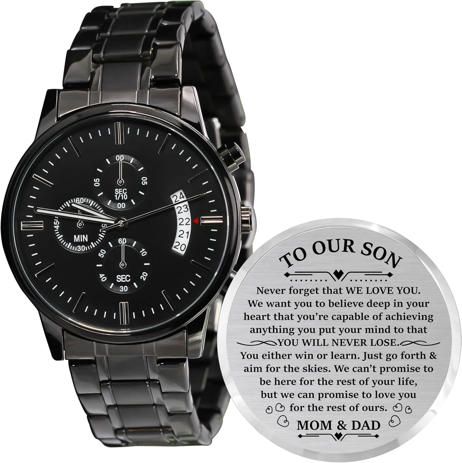 Customized niche biological atomization turnip Stylish Classic Unique Birthday Christmas Day Graduation Gifts from Mom, Dad Personalized Engraved Men Engraving Watches for Son Strap Band 