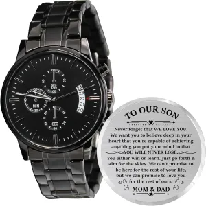 Customized niche biological atomization turnip Stylish Classic Unique Birthday Christmas Day Graduation Gifts from Mom, Dad Personalized Engraved Men Engraving Watches for Son Strap Band 