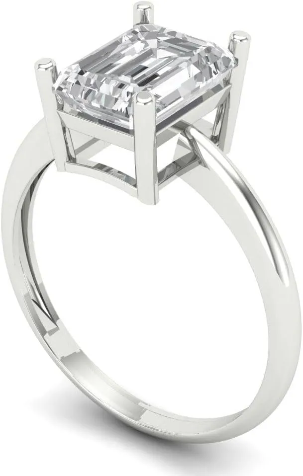 Cut Solitaire Genuine Lab Created White Sapphire Bridal Designer Anniversary Engagement Ring 14k White Gold Clara Pucci marketplace theme crust 2.5ct Radiant 
