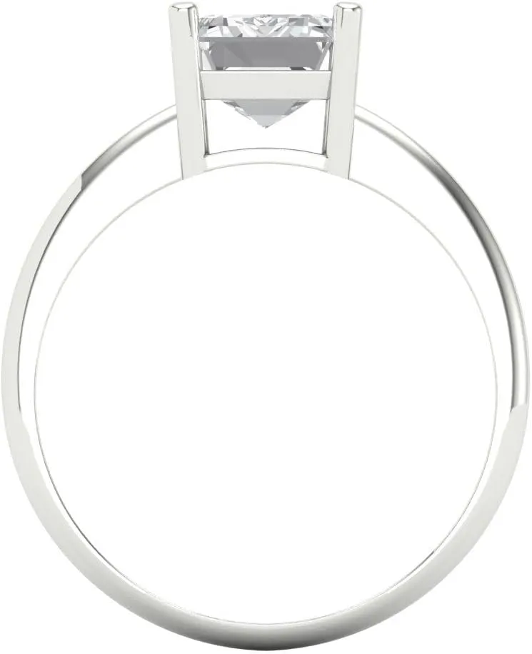 Cut Solitaire Genuine Lab Created White Sapphire Bridal Designer Anniversary Engagement Ring 14k White Gold Clara Pucci marketplace theme crust 2.5ct Radiant 