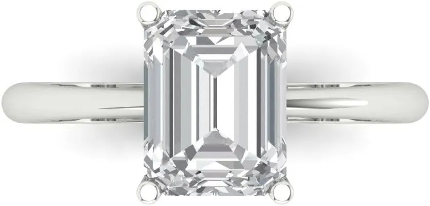 Cut Solitaire Genuine Lab Created White Sapphire Bridal Designer Anniversary Engagement Ring 14k White Gold Clara Pucci marketplace theme crust 2.5ct Radiant 