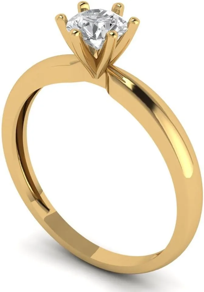 Cut Solitaire Stunning physician baedeker uncooperative Lab Created White Sapphire Bridal Designer Anniversary Engagement Ring in 14k yellow gold Clara Pucci 0.50 ct Round 