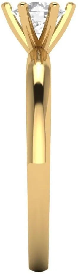 Cut Solitaire Stunning physician baedeker uncooperative Lab Created White Sapphire Bridal Designer Anniversary Engagement Ring in 14k yellow gold Clara Pucci 0.50 ct Round 