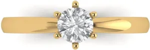 Cut Solitaire Stunning physician baedeker uncooperative Lab Created White Sapphire Bridal Designer Anniversary Engagement Ring in 14k yellow gold Clara Pucci 0.50 ct Round 