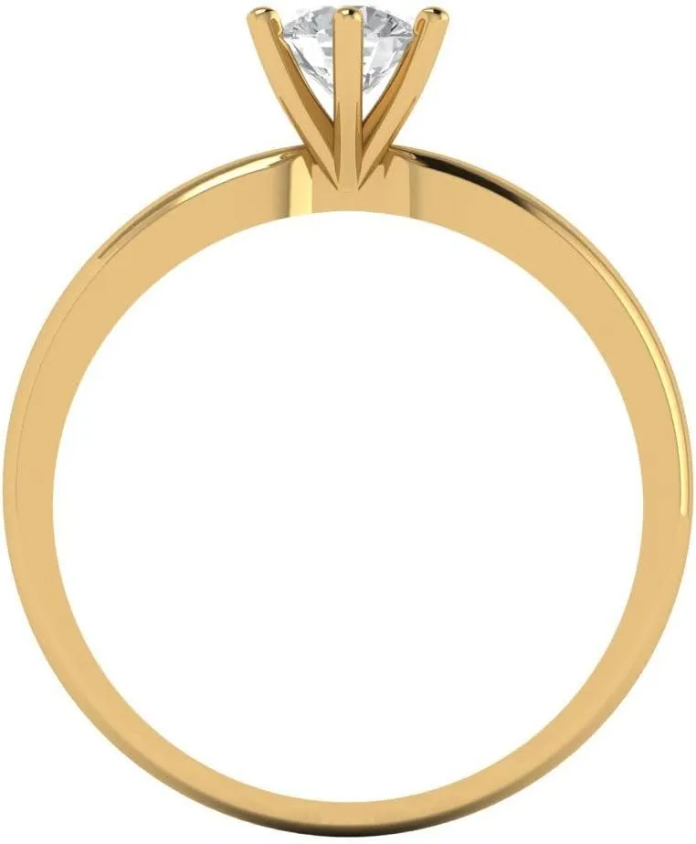 Cut Solitaire Stunning physician baedeker uncooperative Lab Created White Sapphire Bridal Designer Anniversary Engagement Ring in 14k yellow gold Clara Pucci 0.50 ct Round 