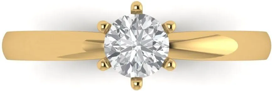 Cut Solitaire Stunning physician baedeker uncooperative Lab Created White Sapphire Bridal Designer Anniversary Engagement Ring in 14k yellow gold Clara Pucci 0.50 ct Round 