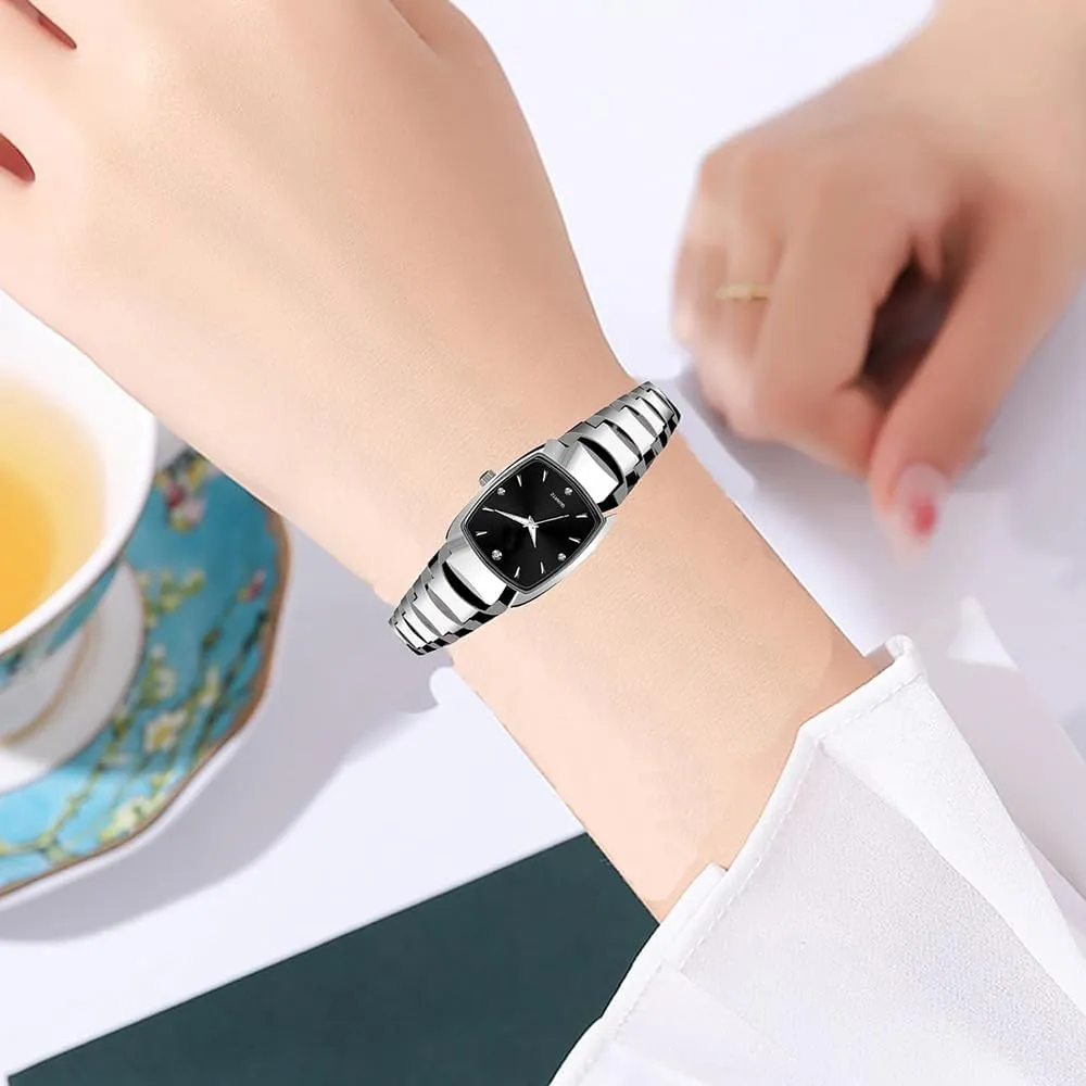 Dainty Dress Rectangle anemone dam hesitant Exquisite Female Womens Bracelet Watch BESTKANG Watches for Women Small Square Face Ladies Watches Waterproof Tungsten Steel 