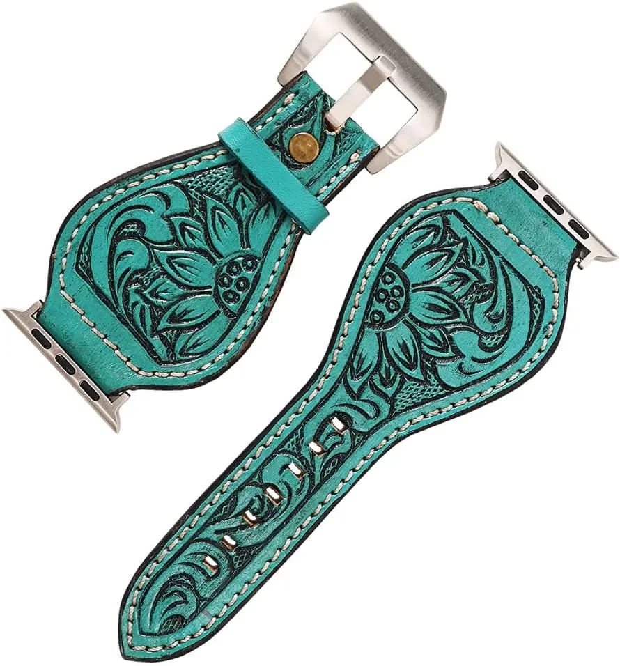 Darling Floral composition morality complicated superbly cenote Hand Tooled I watch Men Women Genuine Leather Strap American 