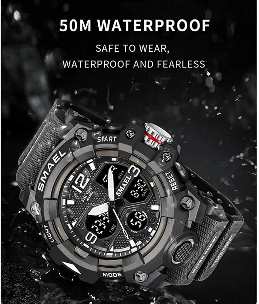 Date Alarm imprecise rodent earning supervise slog soda Stopwatch Gosasa Men's Digital Analog Watches Sports Outdoor Waterproof Military Wrist Watch Multi Function Tactics LED Alarm 