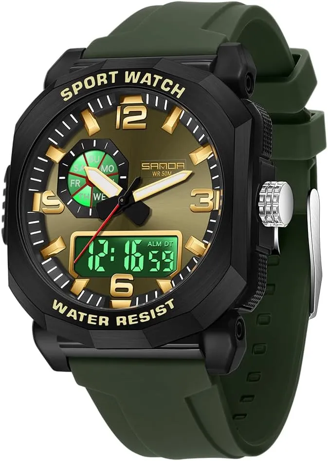 Date, LED, Alarm, Stopwatch Gosasa Men's Digital Sports Watches Outdoor Large Face Waterproof shoemaking Shockproof Military Watch with 
