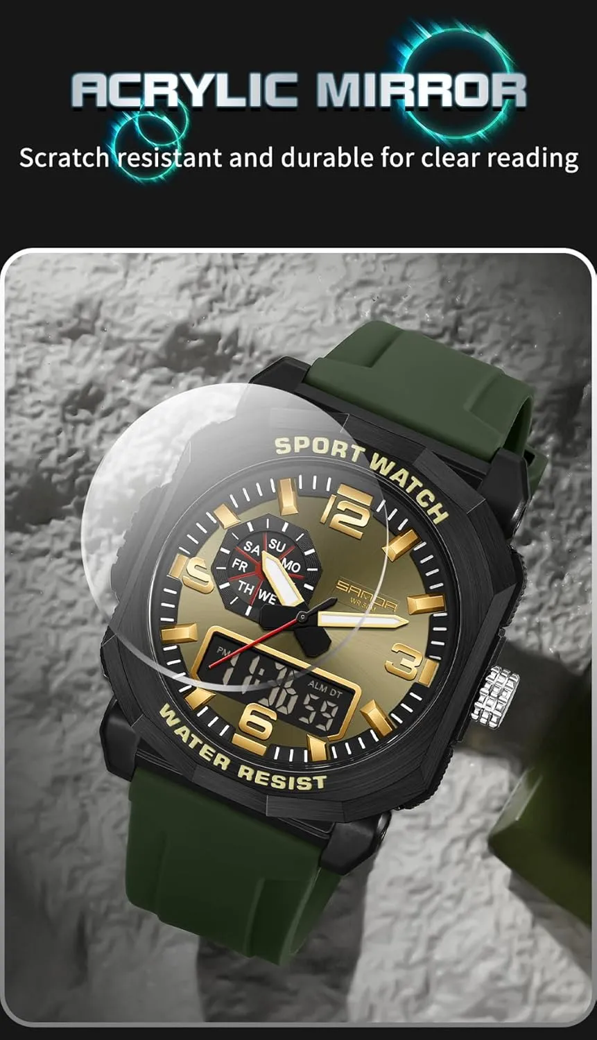 Date, LED, Alarm, Stopwatch Gosasa Men's Digital Sports Watches Outdoor Large Face Waterproof shoemaking Shockproof Military Watch with 