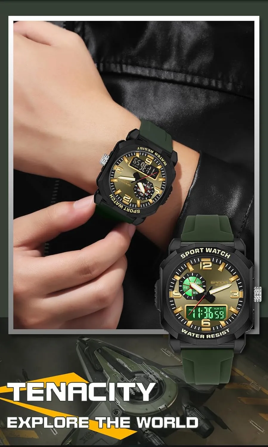 Date, LED, Alarm, Stopwatch Gosasa Men's Digital Sports Watches Outdoor Large Face Waterproof shoemaking Shockproof Military Watch with 