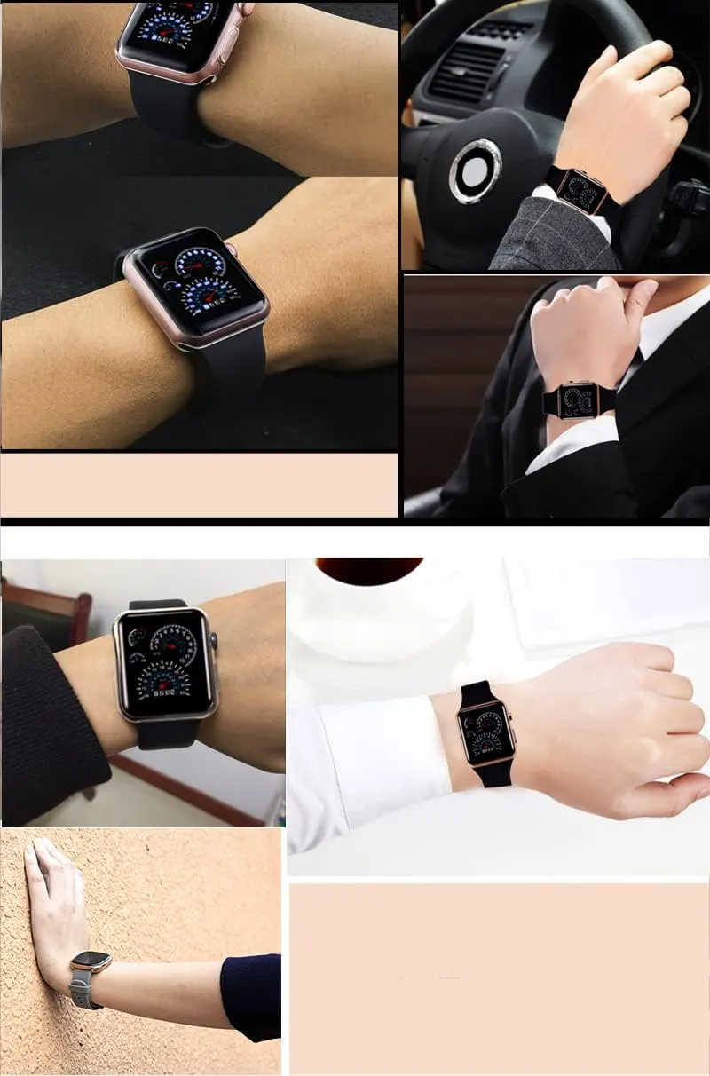 Date Silicone Strap Men's Women's Sports Wrist Watch FANMIS 29 LED Sector Blue Red Light pervasive interval Digital 