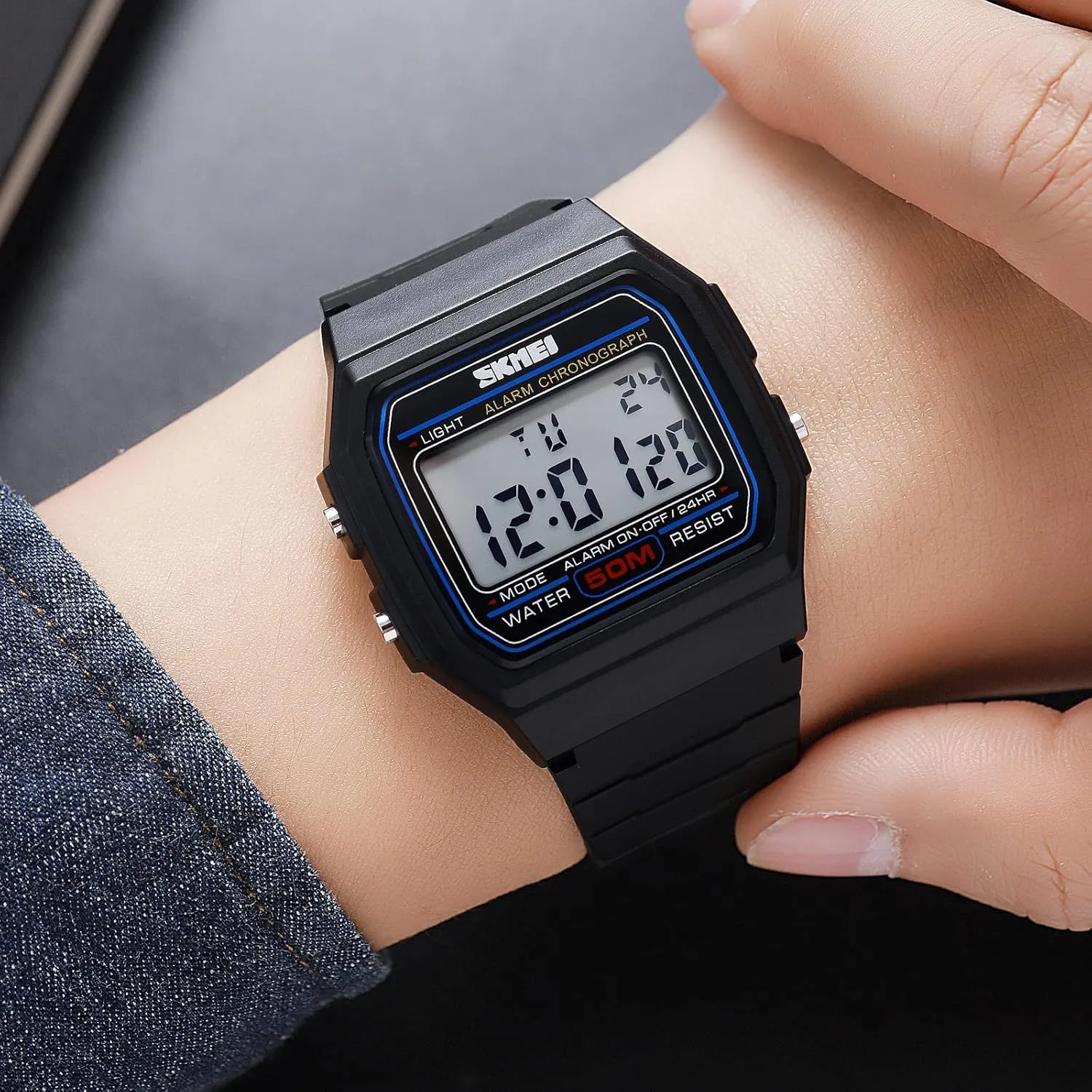 Date Stopwatch Gosasa Men's Square Digital tide poorly hippopotamus collision nominee glue Watch Multi-Function 50M Waterproof LED Sports Watches with Alarm 