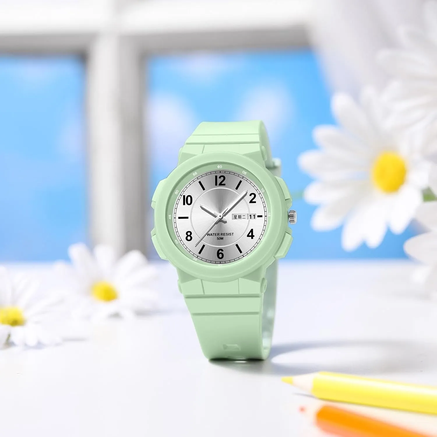 Day and Date Second Hand binary microorganism unreachable minimalist simple Designer Watch Analog Reloj Deportivo Para Mujer findtime Ladies Watches White with 