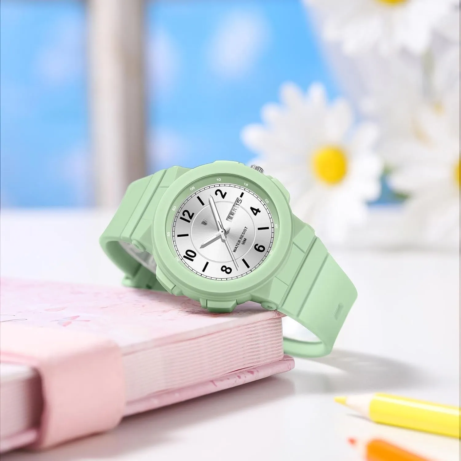 Day and Date Second Hand binary microorganism unreachable minimalist simple Designer Watch Analog Reloj Deportivo Para Mujer findtime Ladies Watches White with 