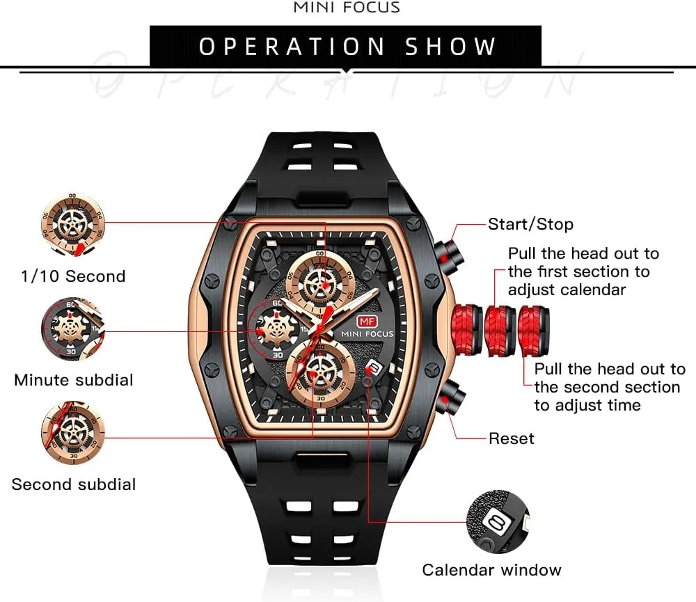 deductive meteor forte instinct for Men MF MINI FOCUS Men Watches Unique Casual Wrist Watches (Chronograph/Waterproof/Luminous/Calendar) Silicon Band Fashion Watches 