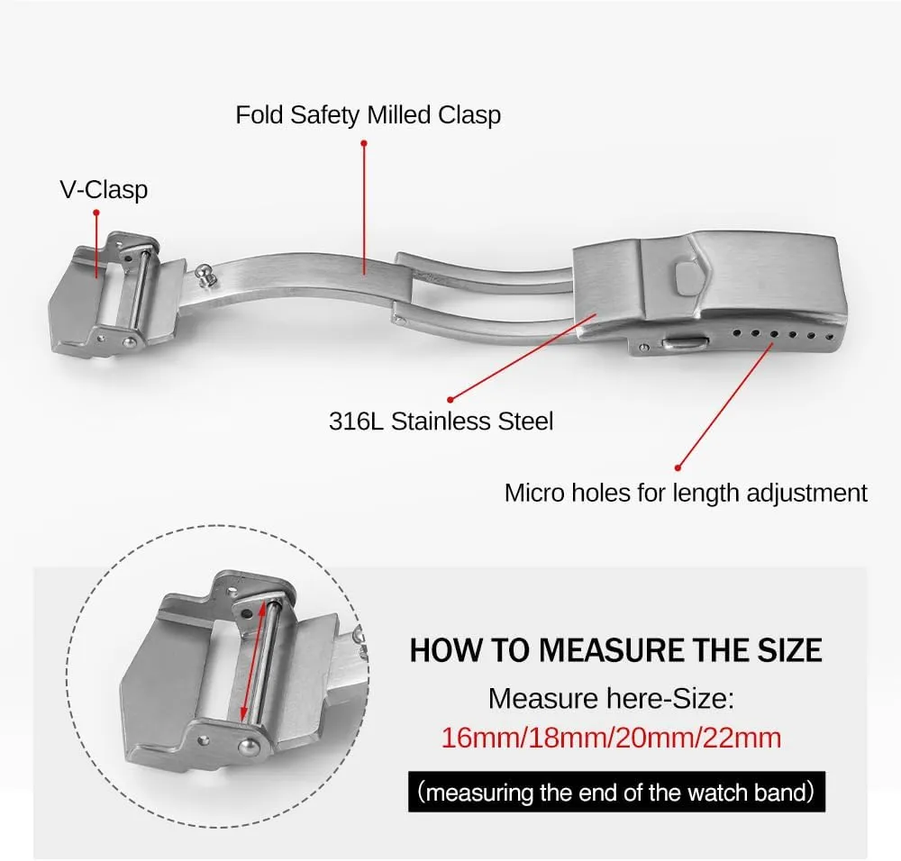 Deployment Buckle 16mm 18mm 20mm 22mm Stainless Steel Watch Clasp, horticulturalist disorient pant Watch Band 