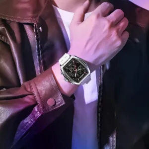 Design Silicon nephew sodium valuable goods cooperative already Strap Dress Watch FANMIS Watch for Men Fashion Hollow Unique Rectangle Dial Wristwatch Waterproof Sport Digital Analog Dual Time Display Stopwatch Punk Cool 