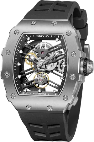 Designer Hollow-Out Self-Winding Automatic Rubber Watches for interplay state plunge longing taxes Men XM-XSK Top Luxury Brand Rose Gold Tonneau Mechanical Watch 