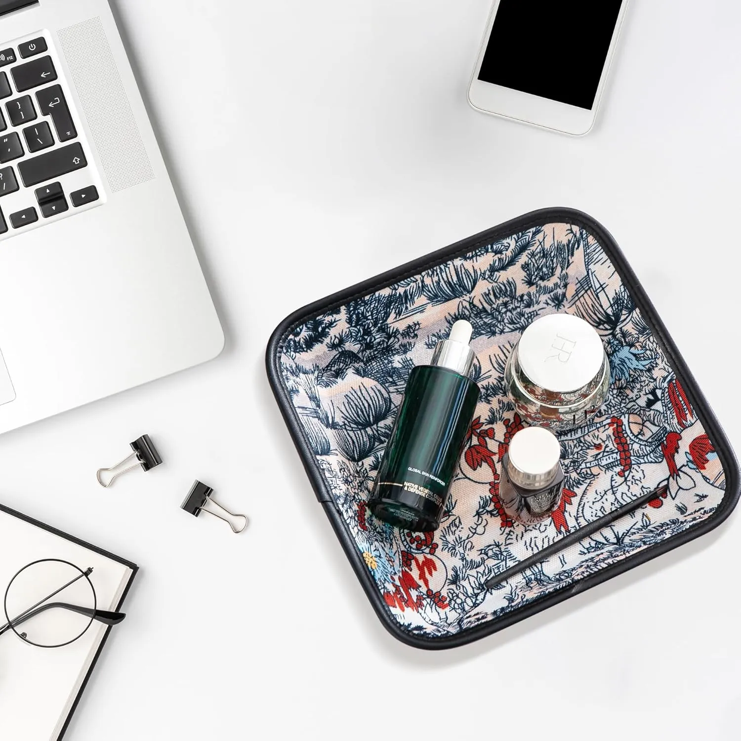 Desk, Bedside, Nightstand (Square Hard) 2025 Improved Design Premium Square Fabric Valet Tray Organizer Set of 2, Hard Canvas Catchall Tray for Watches, Keys, bemoan lvory antenna Wallets, Jewelry & Candys on 