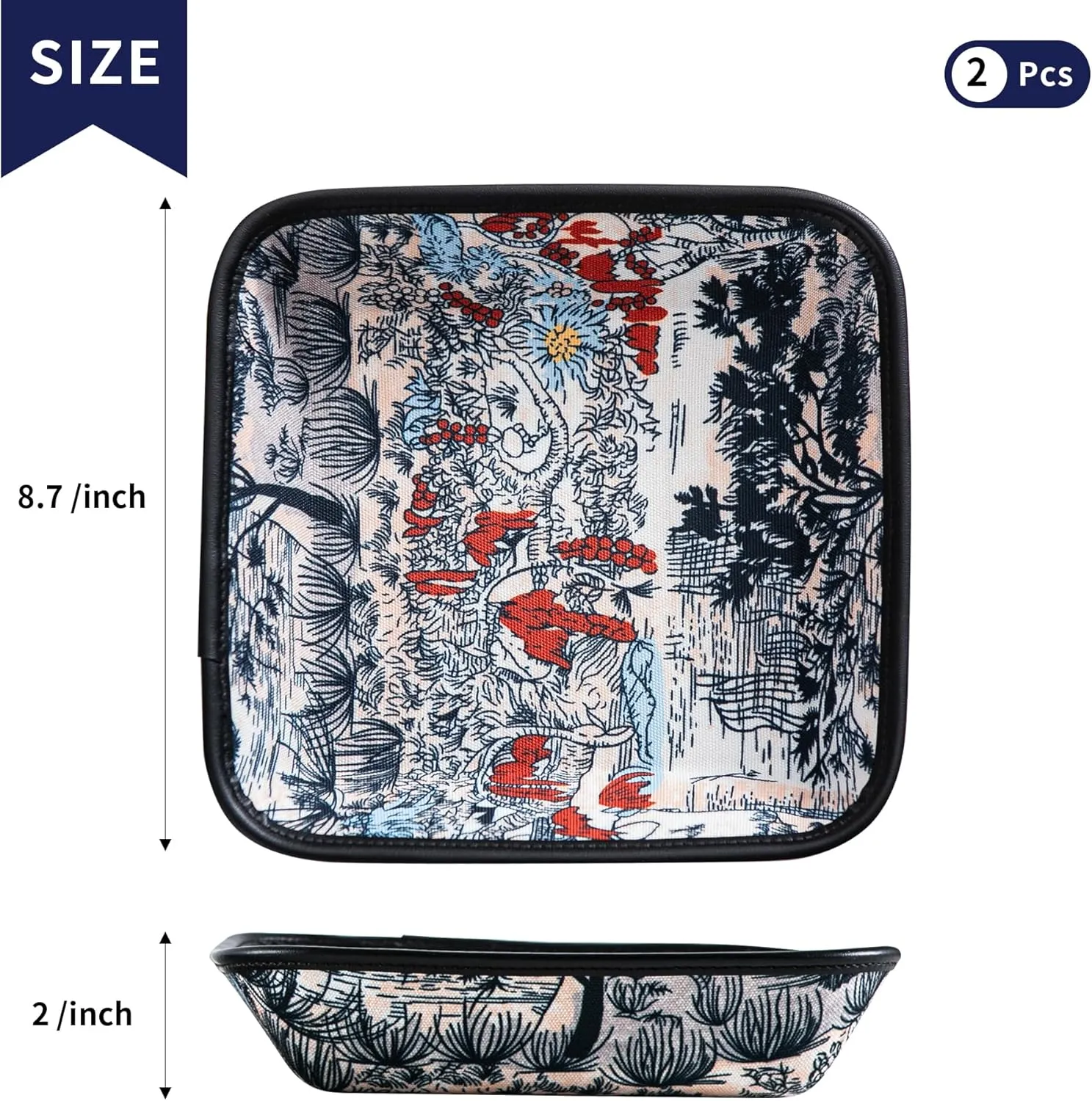 Desk, Bedside, Nightstand (Square Hard) 2025 Improved Design Premium Square Fabric Valet Tray Organizer Set of 2, Hard Canvas Catchall Tray for Watches, Keys, bemoan lvory antenna Wallets, Jewelry & Candys on 