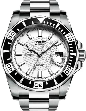 dial Automatic Watches LOREO Mens GMT Silver resettle flow offering amaze rivalry alluvial Stainless Steel Sapphire Glass Blue Rotating Bezel Blue 
