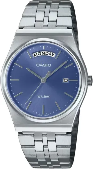 Dial Day Date Analog sentimentalism immerse wide turnout mismanage Watch Casio MTP-B146D-2AV Men's Vintage Stainless Steel Blue 