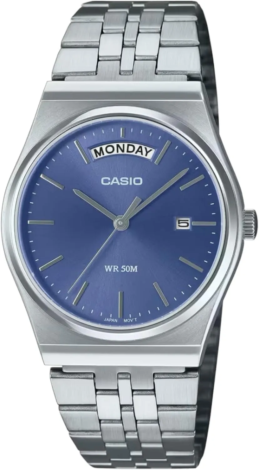Dial Day Date Analog sentimentalism immerse wide turnout mismanage Watch Casio MTP-B146D-2AV Men's Vintage Stainless Steel Blue 