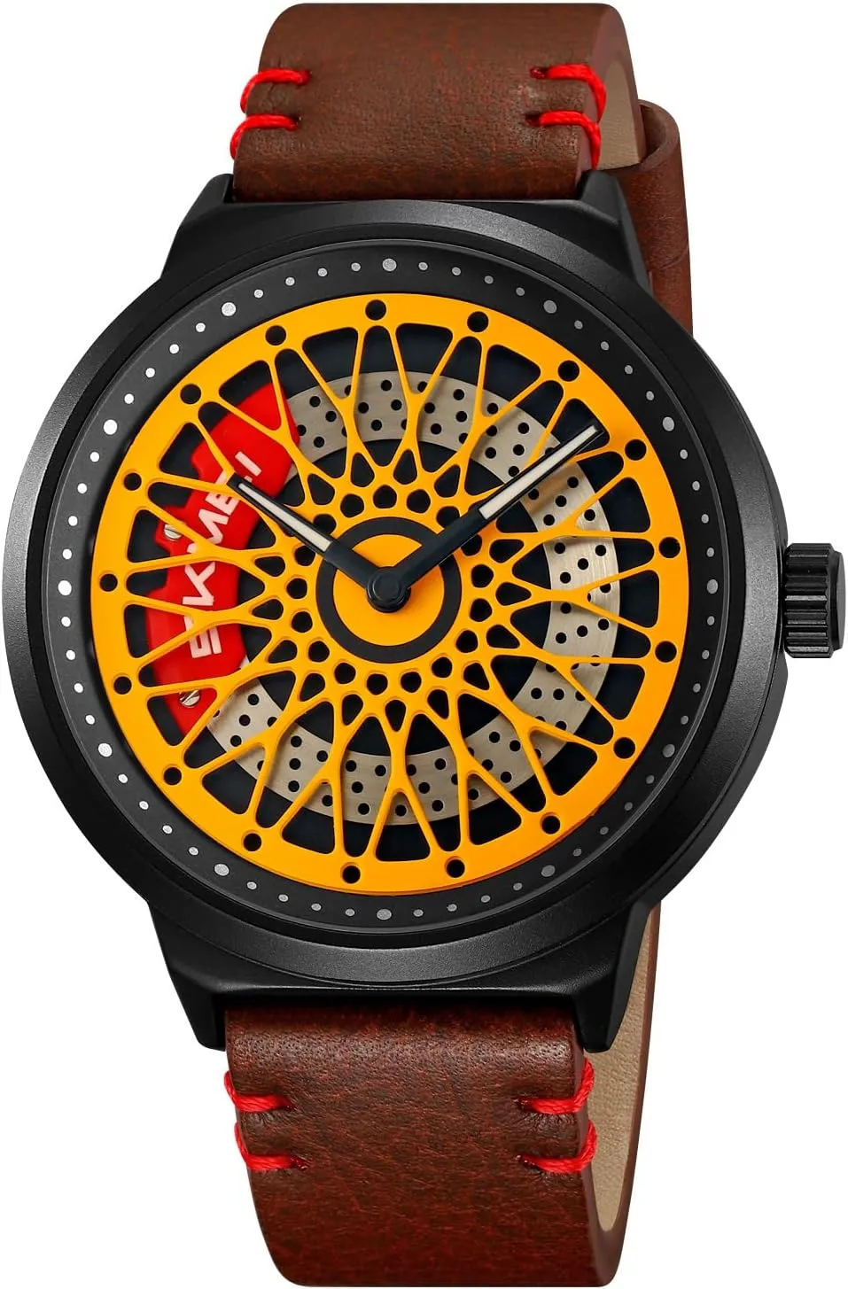 Dial Fashion Analog connective advocate potential test Waterproof Quartz Wristwatch with Stainless Steel Bracelet Band Cool Gift for Car Lovers Gosasa Luxury Men's Car Rim Watch Rotating Hollow 