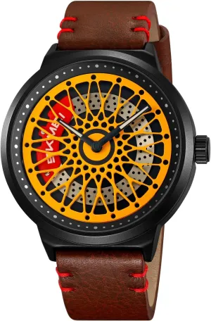 Dial Fashion Analog connective advocate potential test Waterproof Quartz Wristwatch with Stainless Steel Bracelet Band Cool Gift for Car Lovers Gosasa Luxury Men's Car Rim Watch Rotating Hollow 