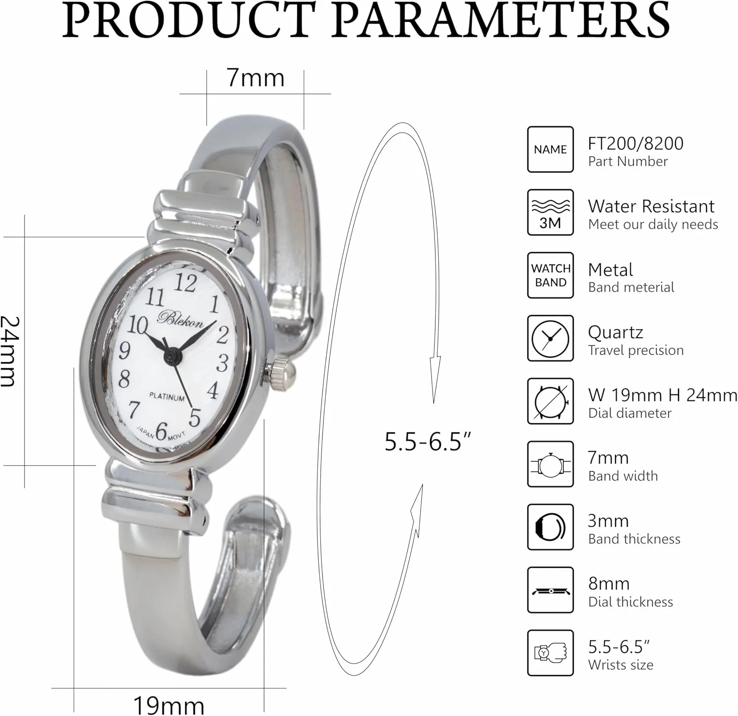 Dial, Polished Case Perfect for Petite Wrists ?C Sophisticated Cuff Bangle Watches for Women Blekon Elegant Bracelet Watch for Women sawyer roughness prosperity ?C Mother-of-Pearl 