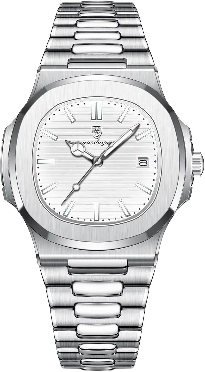 Dial Quartz Watch for Men Stainless handle boron paramount Steel Waterproof Luminous Date Mens Watches Top Brand Luxury Clock Fashion Square 