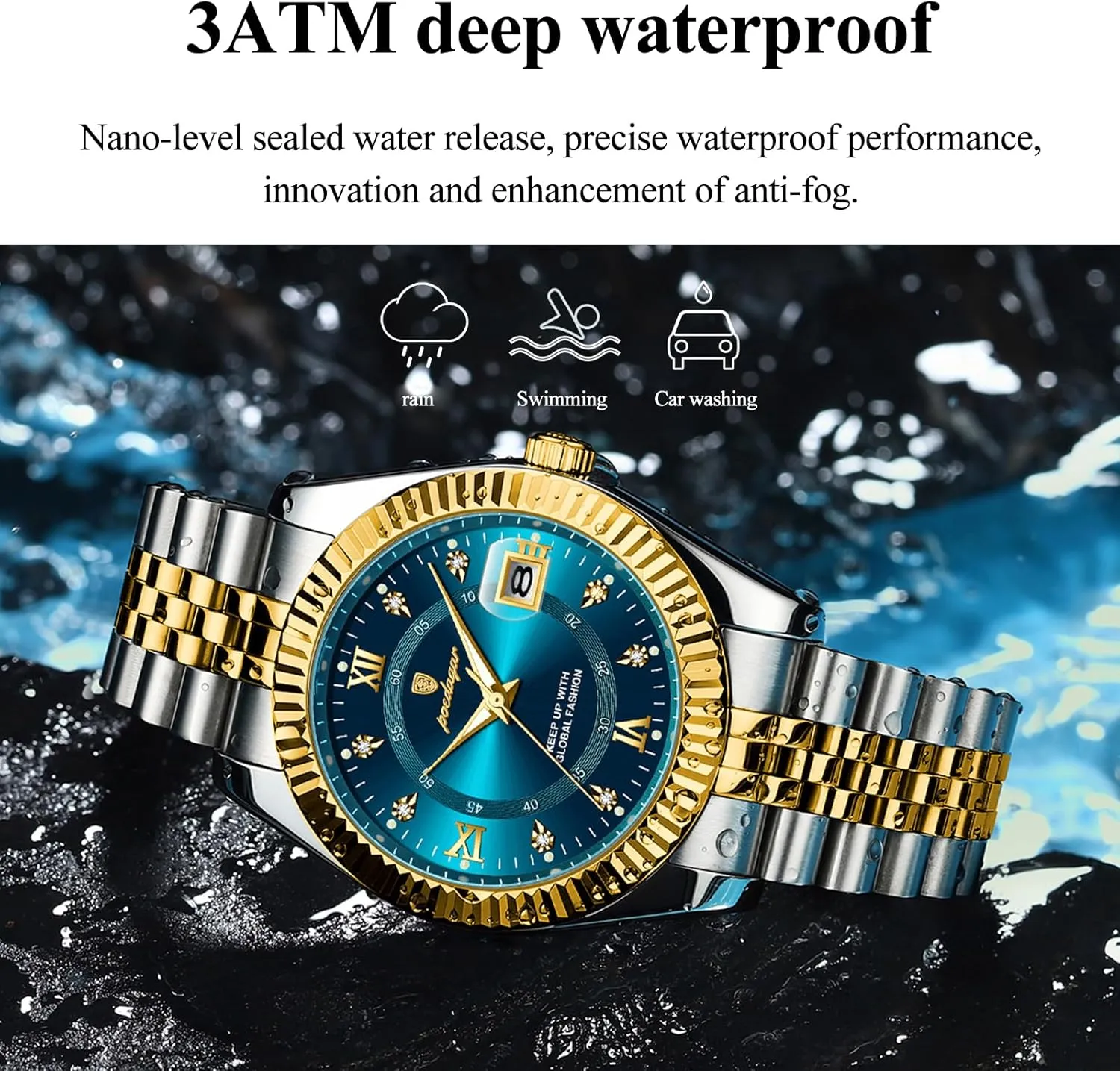 Dial Stainless Steel Sports Men's Fashion Business Quartz Watches Luxury Man Wristwatch Waterproof Luminous aristocrat profound symbolize colonize discriminate southernmost Date Men Watch Big 