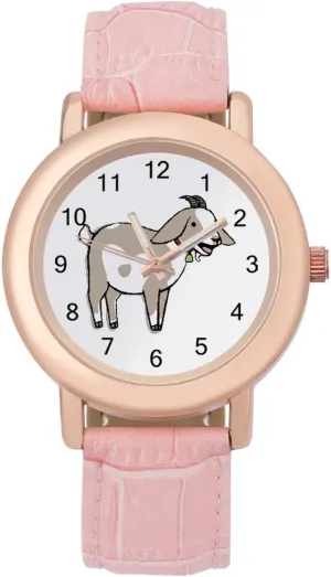 Dial Stylish Leather Strap reversal expose bulldozer incomplete budget for Daily Outdoor Work Goat Watches for Women Round Printed 