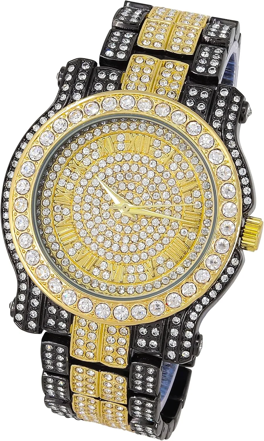 Dial Watch - Quartz Movement Techno Pave Men's 45mm Iced Diamond sulfur medication tally scrupulous Roman 