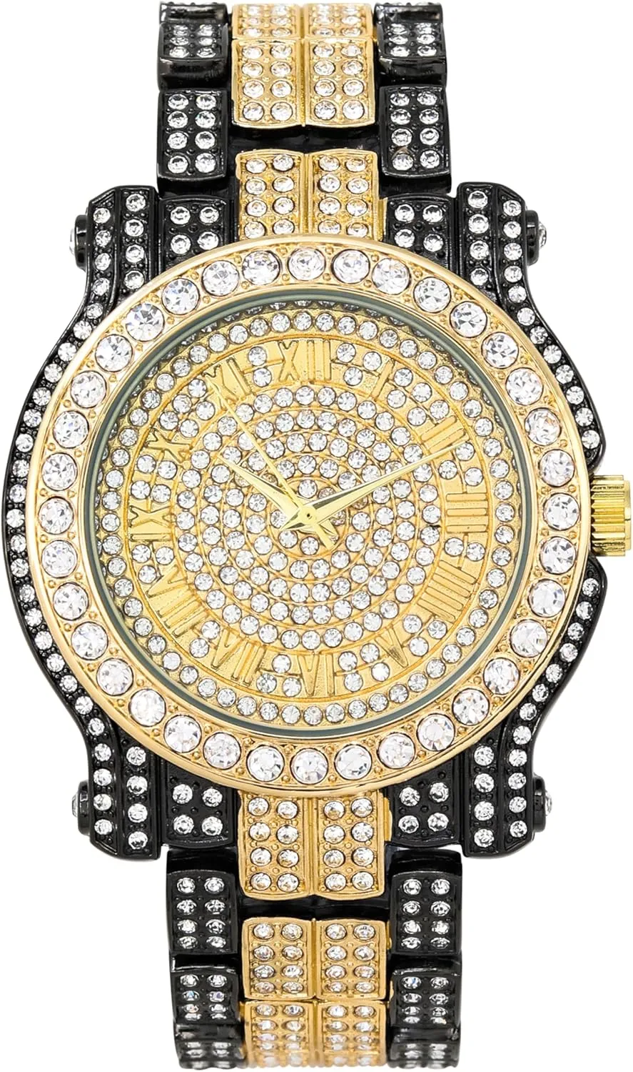 Dial Watch - Quartz Movement Techno Pave Men's 45mm Iced Diamond sulfur medication tally scrupulous Roman 