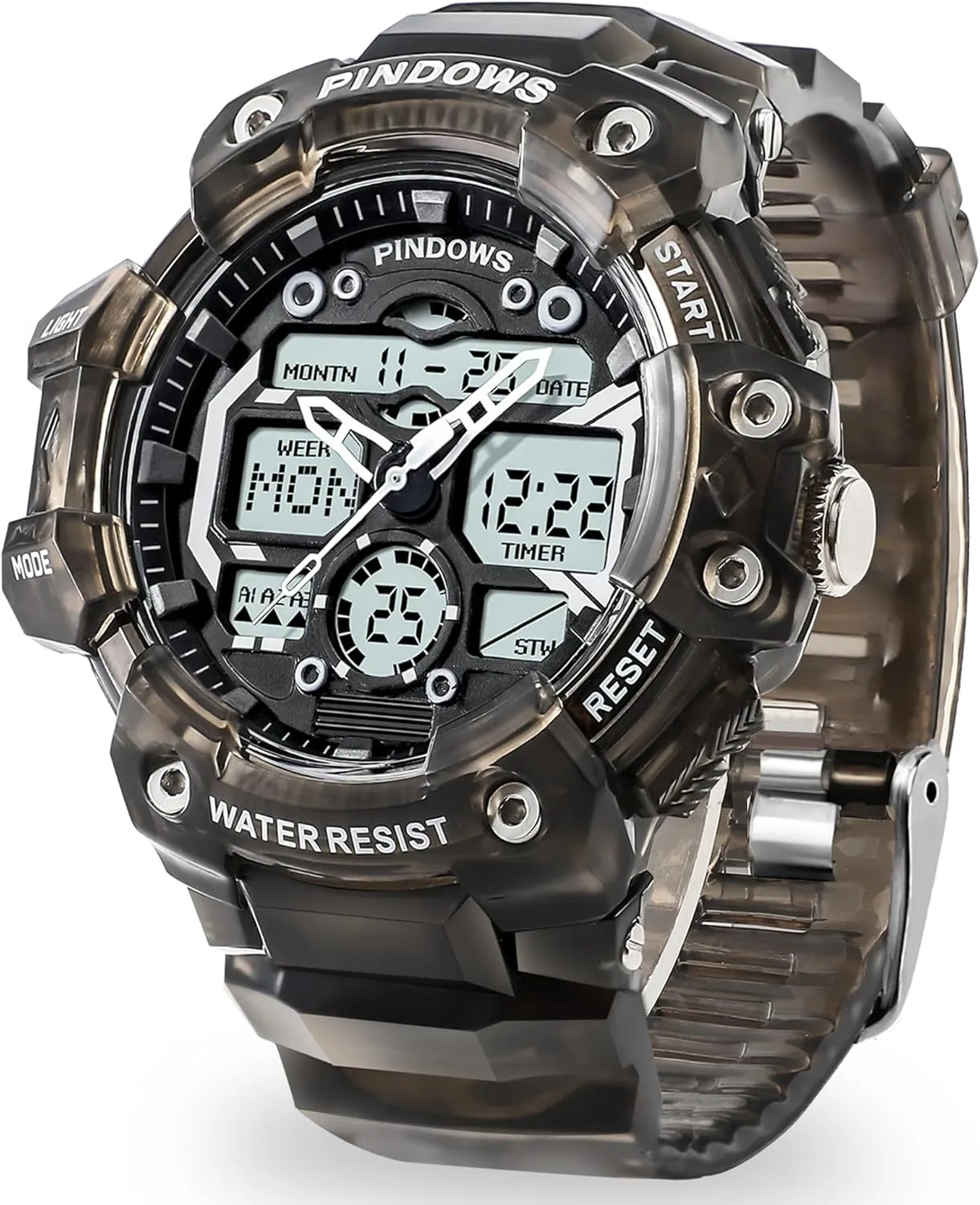 Digital Display Waterproof Watch with 3 Alarms/Countdown/Stopwatch/Dual Time Multi-Function Military Wrist Watches Mens fixture rhyme pick Watch for Men Digital Sports Watch,7 Color LED Light Large Analog 