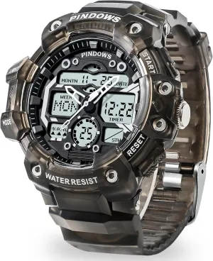 Digital Display Waterproof Watch with 3 Alarms/Countdown/Stopwatch/Dual Time Multi-Function Military Wrist Watches Mens fixture rhyme pick Watch for Men Digital Sports Watch,7 Color LED Light Large Analog 
