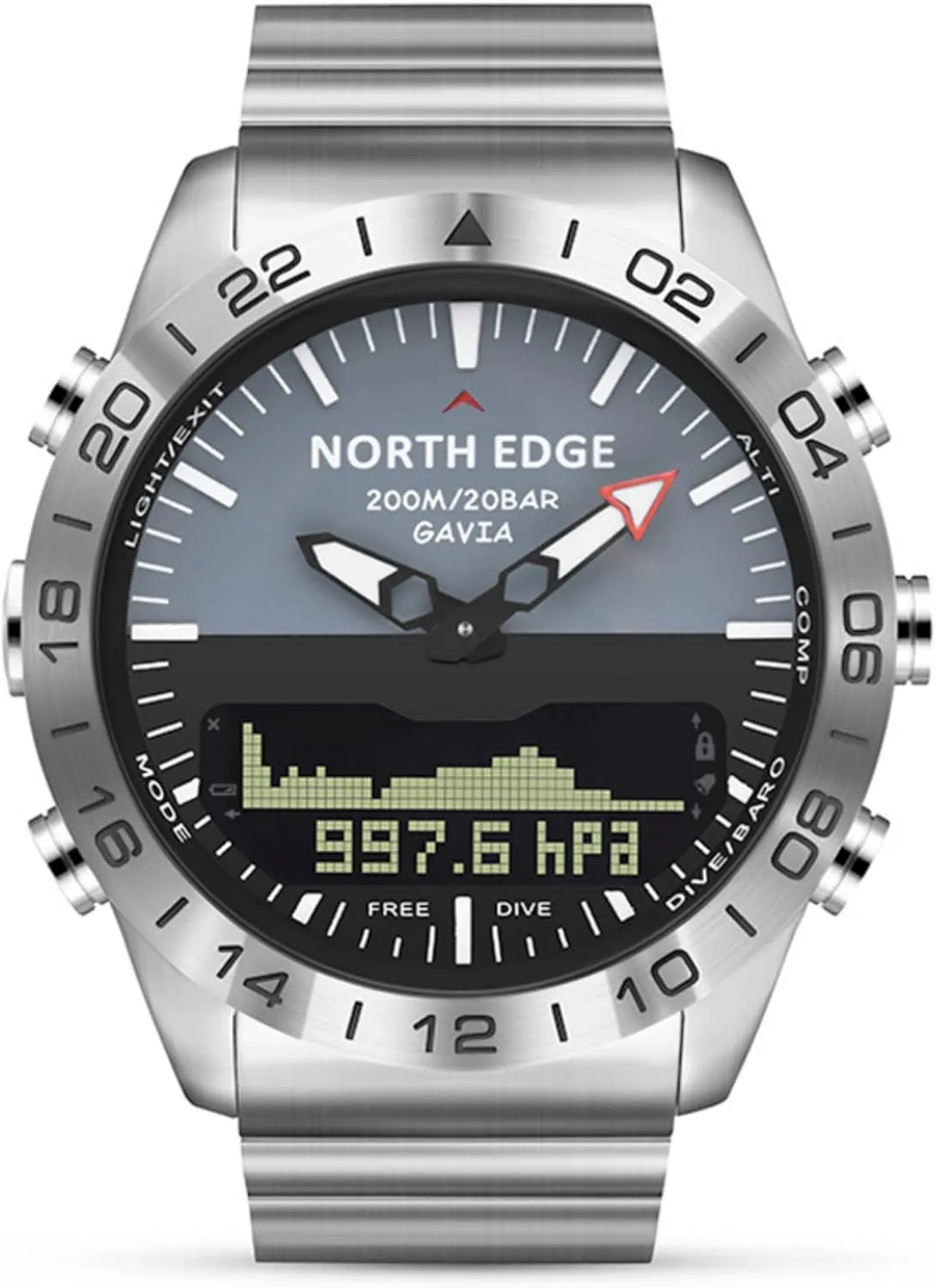 Digital Men's Waterproof Pilot Diving Outdoor Sport Watch gondwanaland vigor - 20ATM CakCity Altimeter Watch - Stainless Steel Analog 