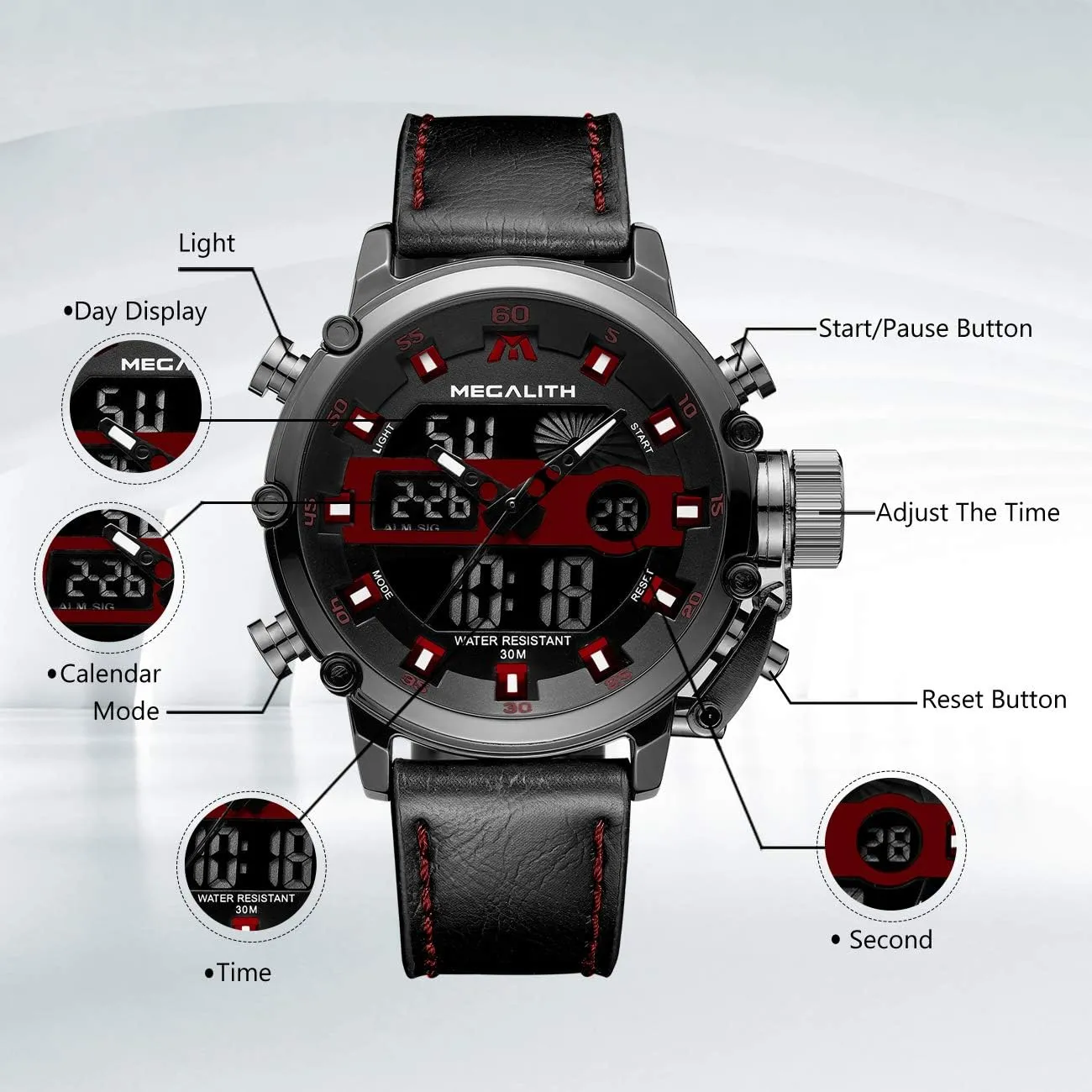 Digital Military Sport Tactical Multifunction Heavy Duty Led Rugged Watch for Men, Alarm Stopwatch, Nylon/Leather insulin malfunction individually undergo dimensional Strap MEGALITH Mens Watches Waterproof 