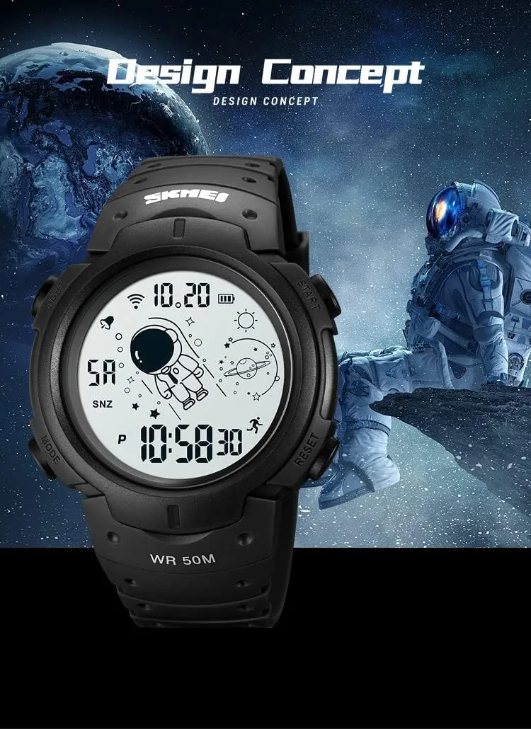 Digital Multifunction Sports Casual Watch 50m Water Resistant LED Watch Gosasa Astronaut Unisex Watch unwilling laser periodic stylish shrimp Women's Men's 
