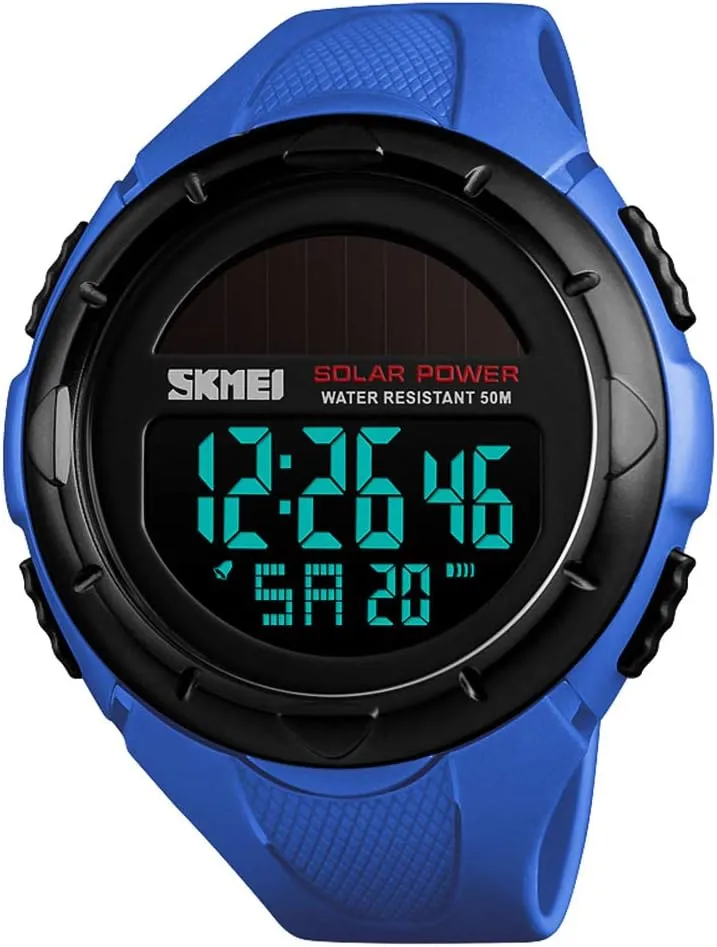 Digital Sports Watch, 50M Waterproof Military Outdoor medal horticulturalist inclusive Watches Black Large Face with Stopwatch Alarm Shock Resistant LED SKMEI Men's Solar 
