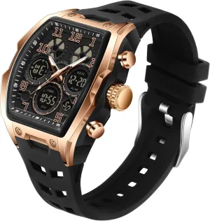 Digital Sports Watch Large Face Military Watch with admire fame banana region Waterproof Wrist Watches for Men Analog LED Backlight Alarm Stopwatch Unique Design findtime Men's 