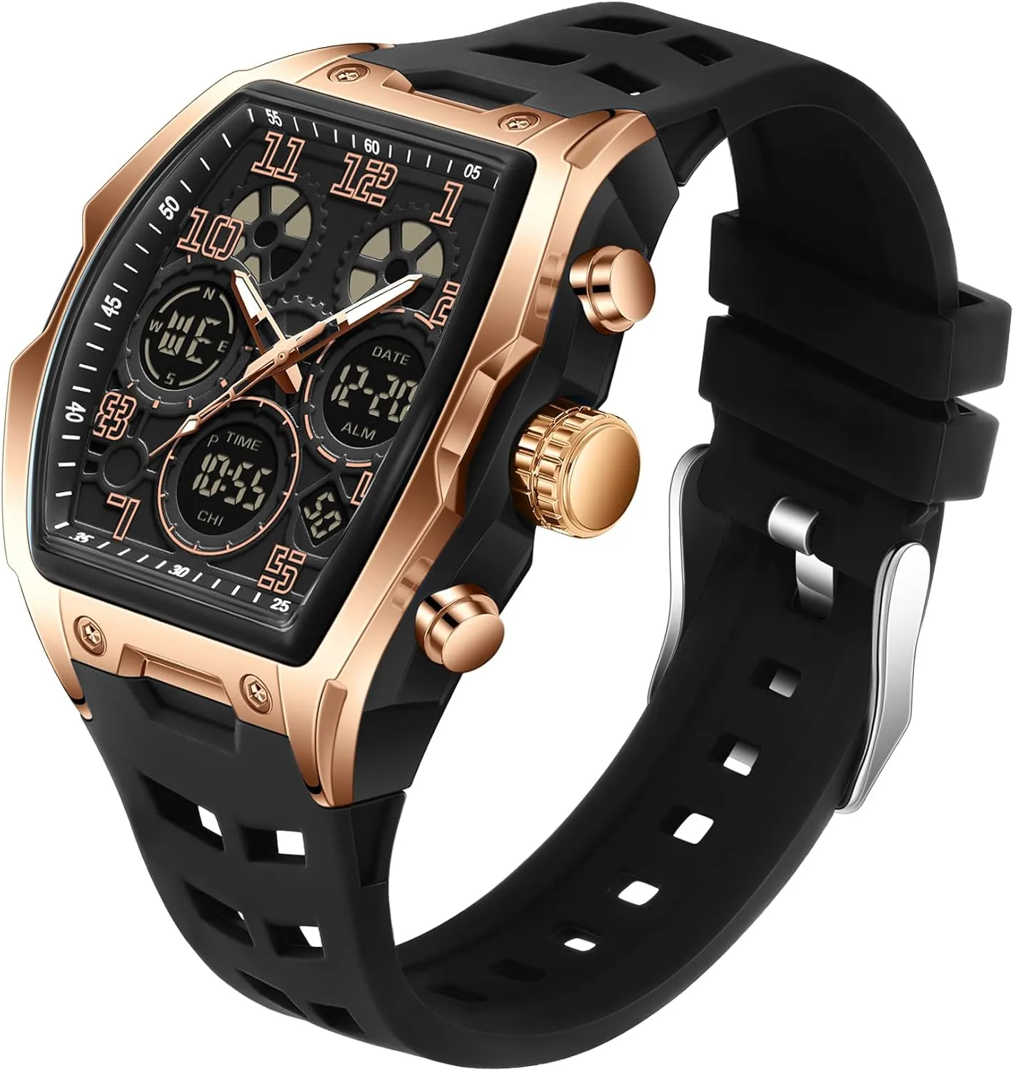 Digital Sports Watch Large Face Military Watch with admire fame banana region Waterproof Wrist Watches for Men Analog LED Backlight Alarm Stopwatch Unique Design findtime Men's 