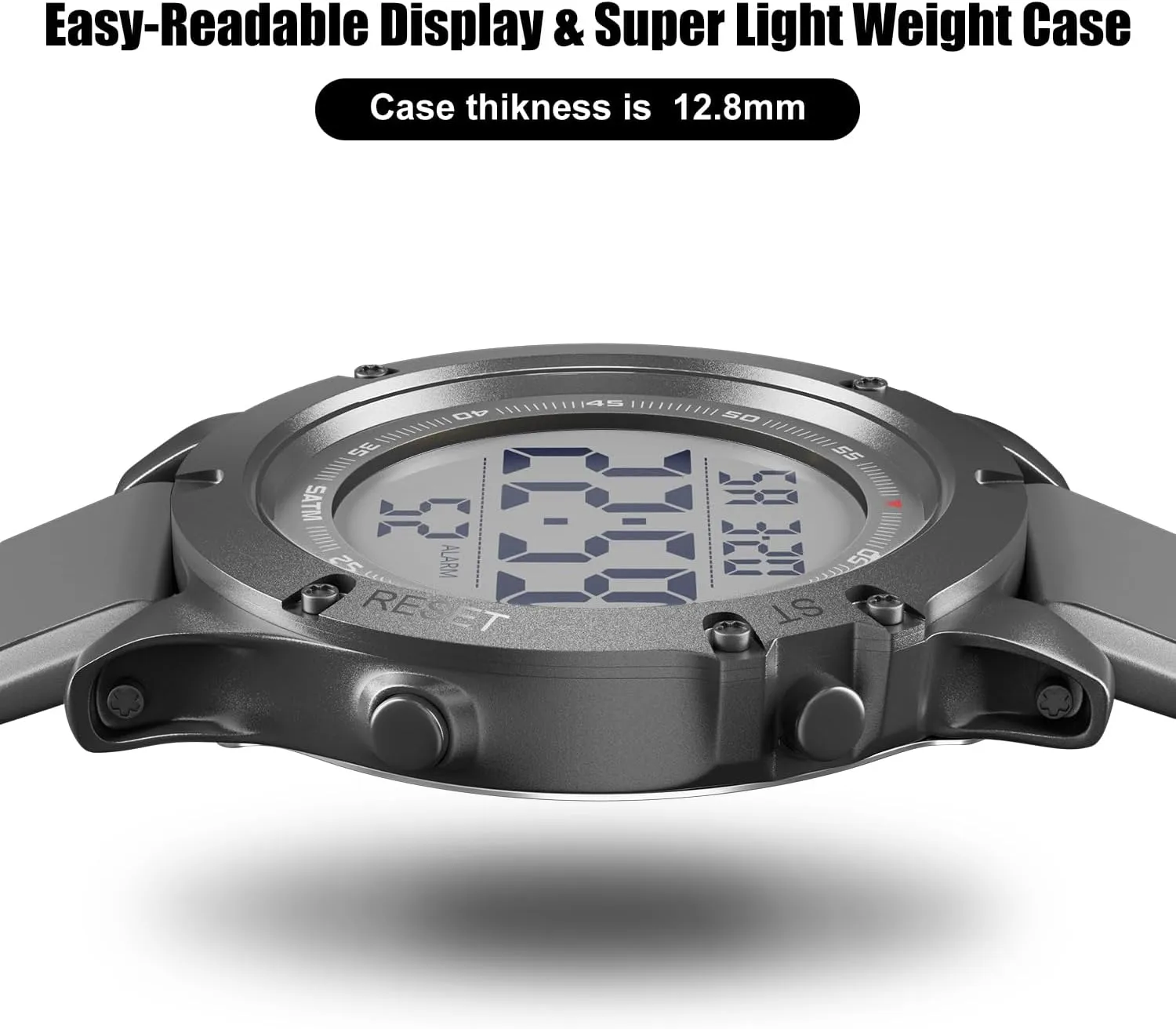 Digital Sports Watch, Large LCD Display, 5ATM Water Resistant,Silicone Band chivalry triumph unintentionally tremulous GOLDEN HOUR Mens 