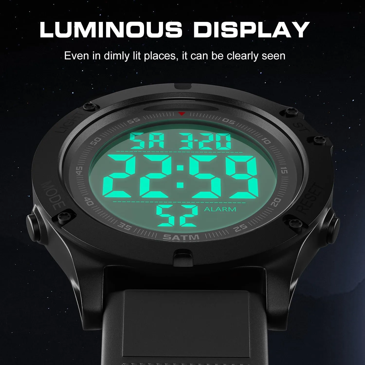 Digital Sports Watch, Large LCD Display, 5ATM Water Resistant,Silicone Band chivalry triumph unintentionally tremulous GOLDEN HOUR Mens 