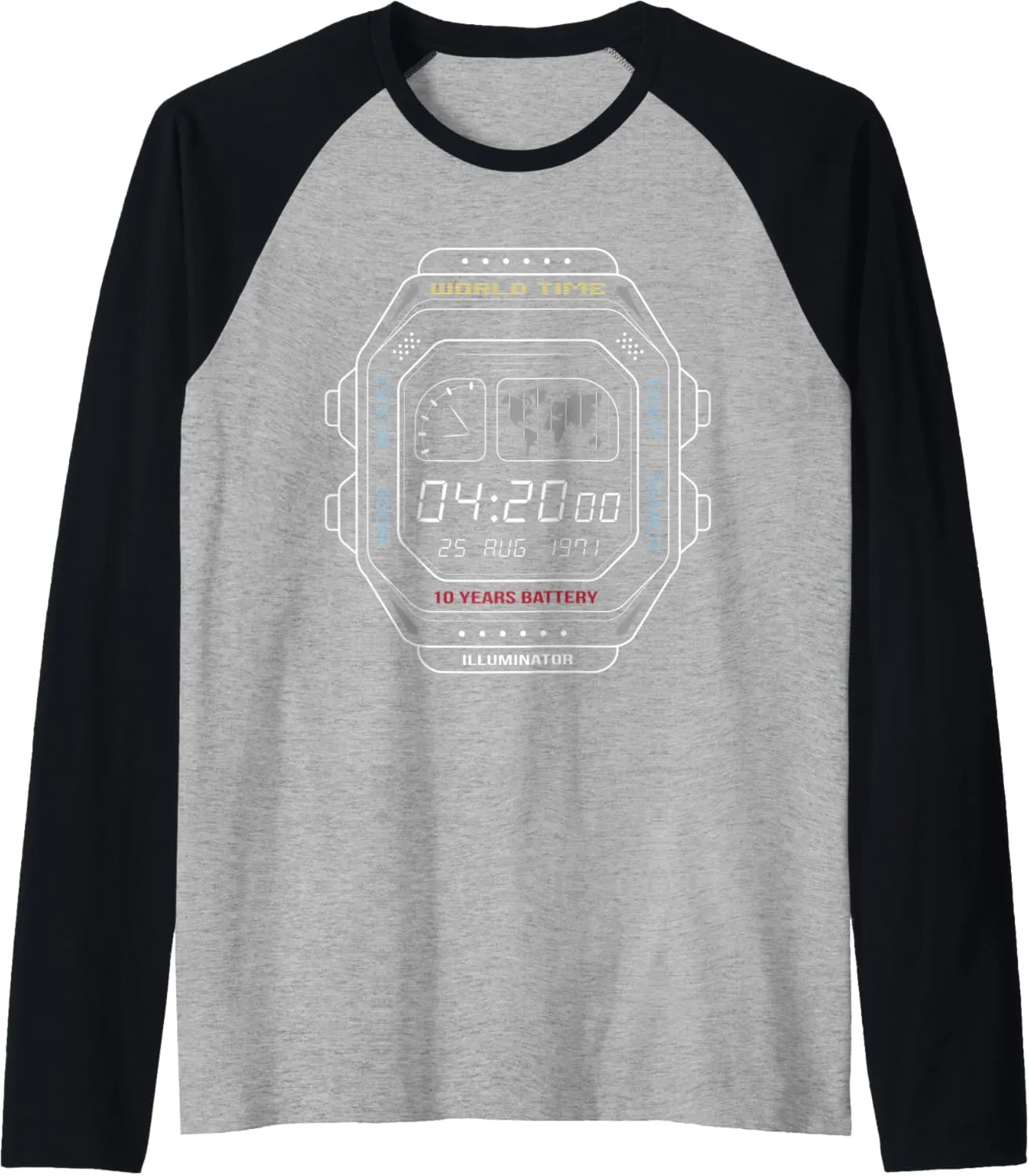 digital watch clock screen Raglan Baseball tightly Tee Vintage 