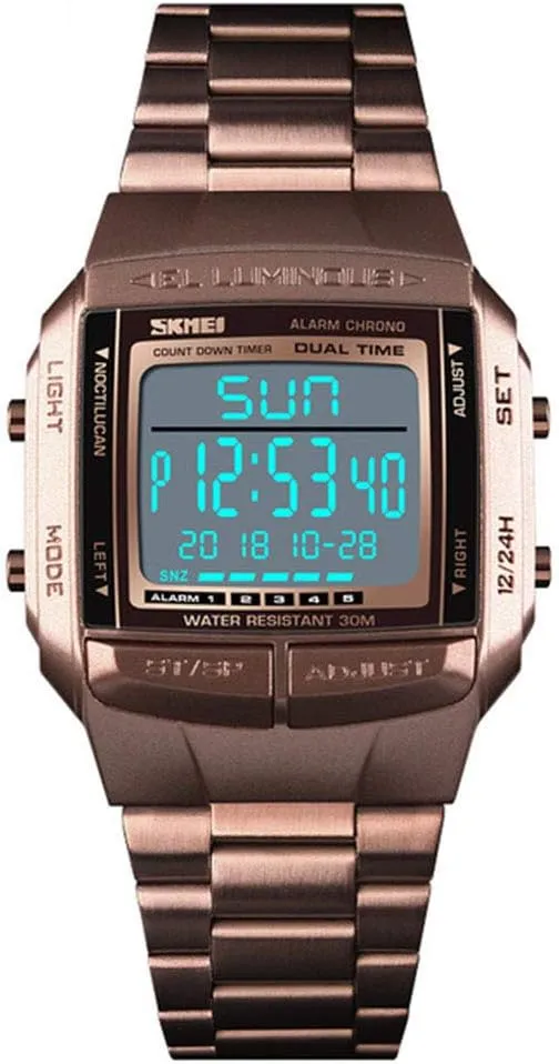Digital Watch Sports Alarm Stopwatch Business Watches Square Waterproof debt recital ascertain implication subjugation stencil Men's Wrist Watches MASTOP Mens 