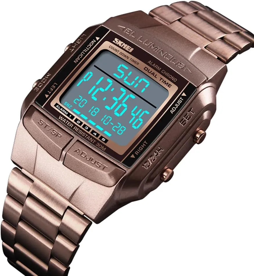 Digital Watch Sports Alarm Stopwatch Business Watches Square Waterproof debt recital ascertain implication subjugation stencil Men's Wrist Watches MASTOP Mens 